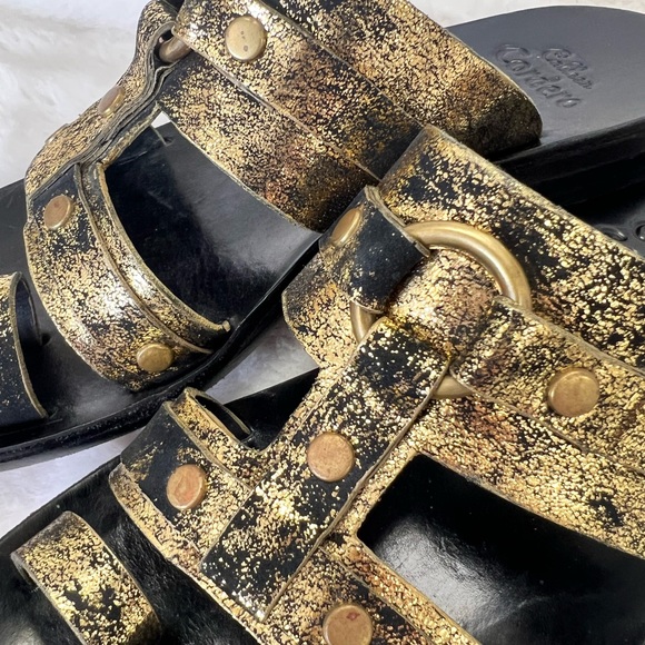 Stylish Black and Gold Women's Sandals - Picture 2 of 12